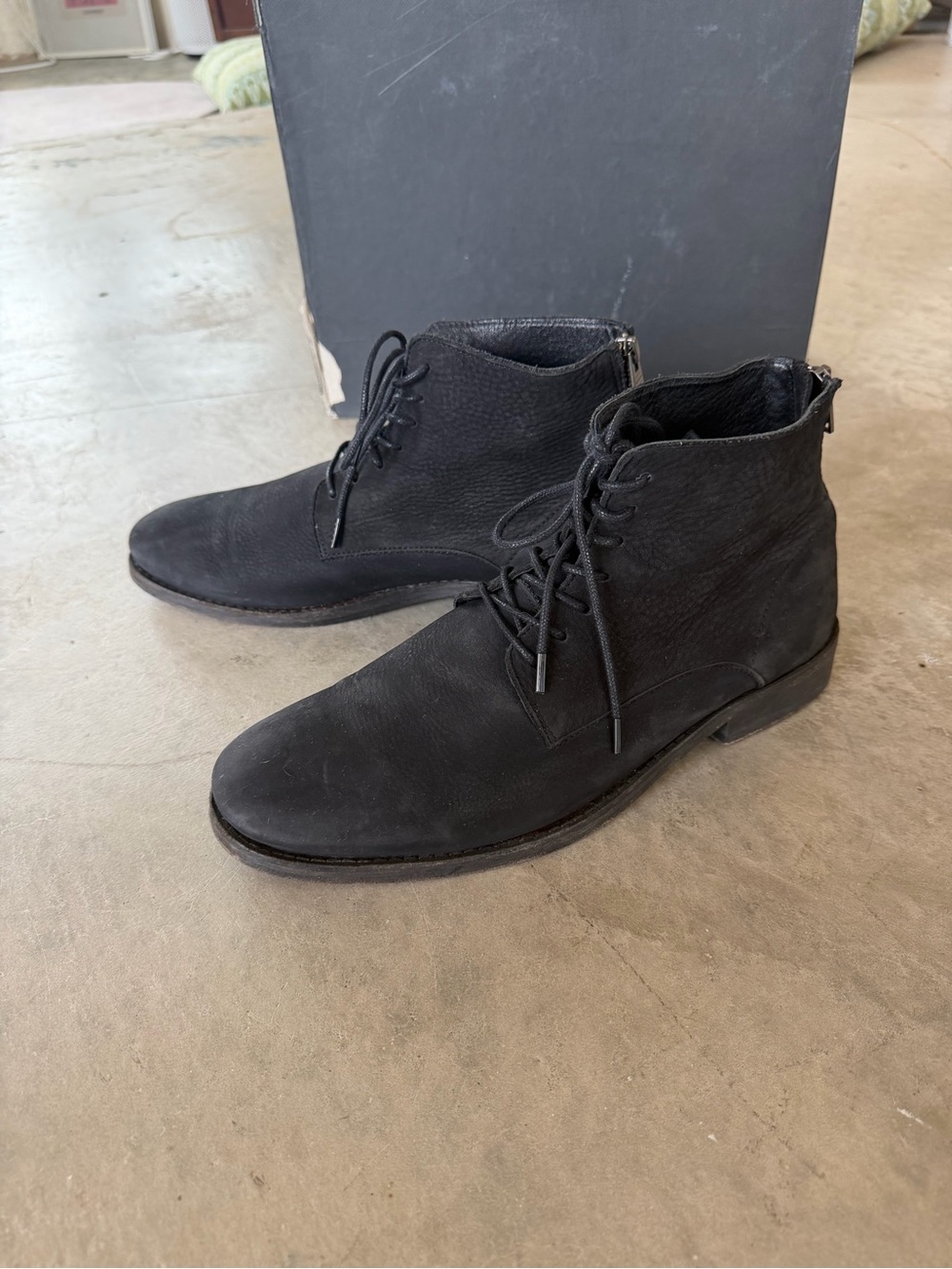 Black Lace-Up Suede Leather Ankle Boots